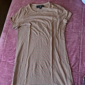 H&M Brown and White Striped Dress